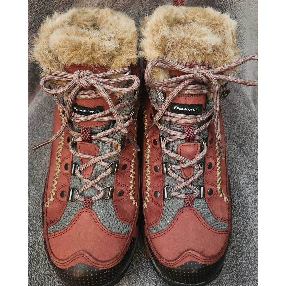 Mountrek Brook Path NWOT Mid Hiking Boots Women 8.5W Red Excellent (Primaloft) - Picture 6 of 14